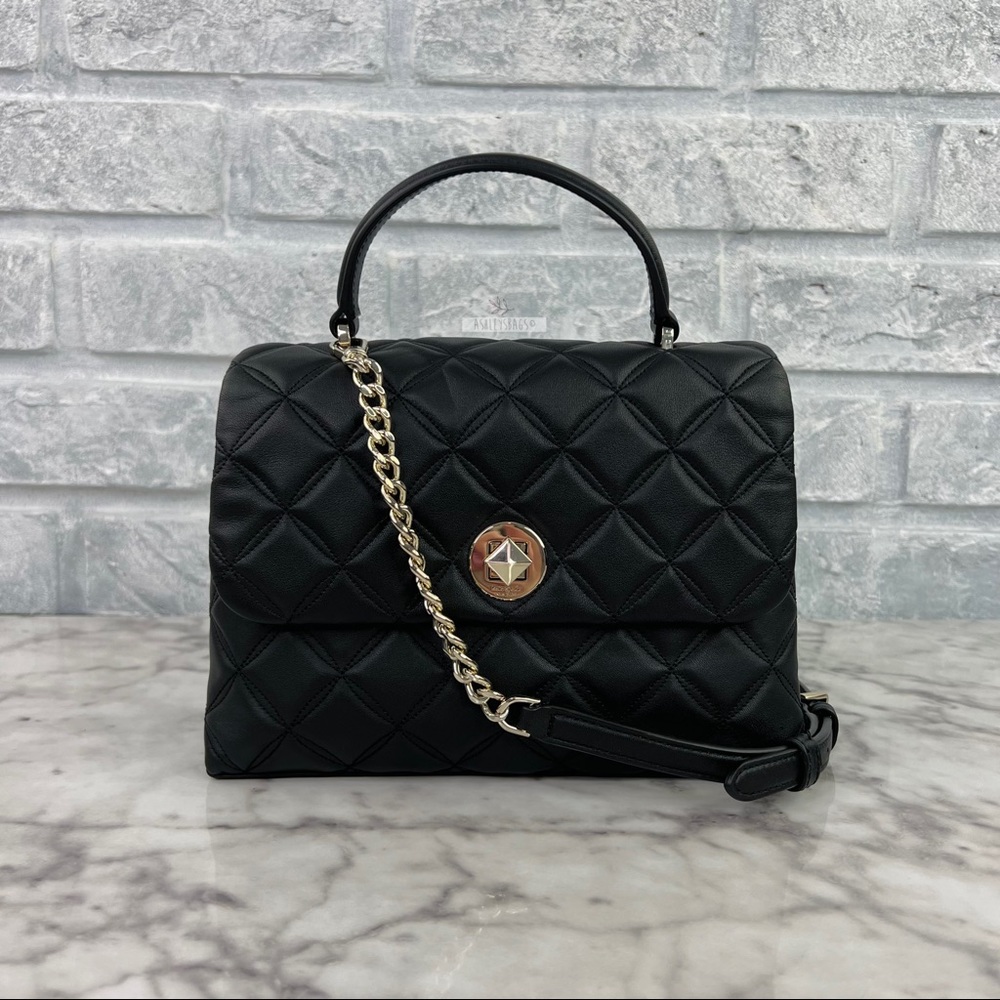 Kate Spade Natalia Quilted Leather Top Handle Satchel Crossbody & Medium Wallet - Picture 2 of 16